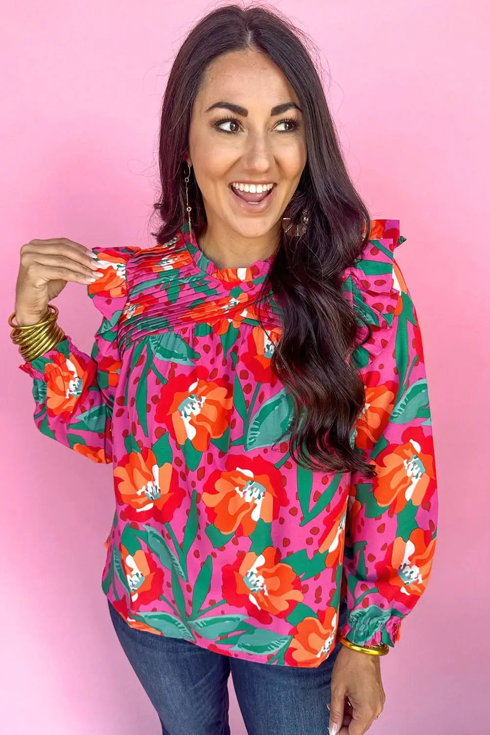 Plus size floral ruffle blouse - Love Salve